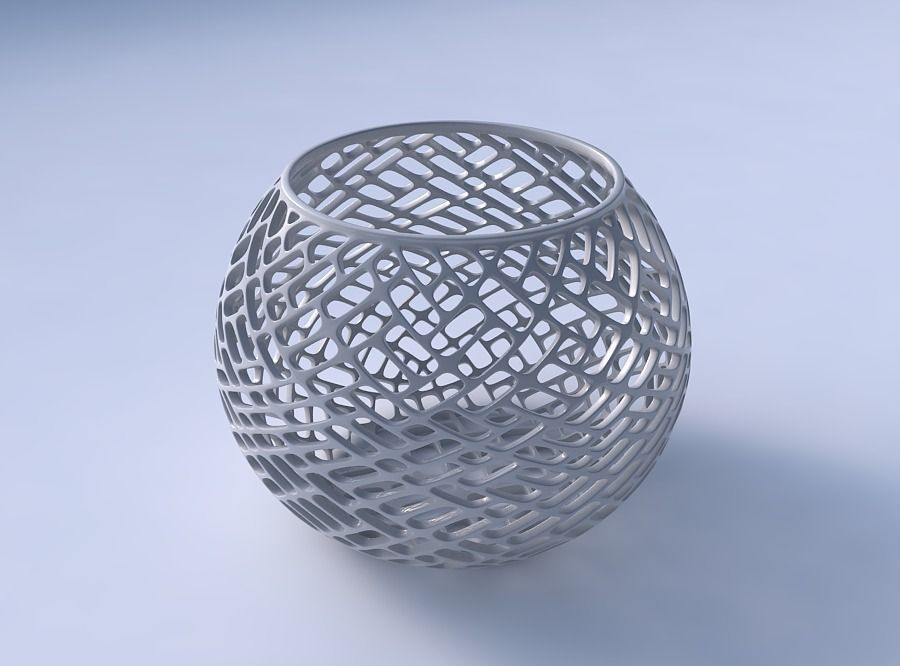 Bowl spheric with lattice tiles 3D print model_3