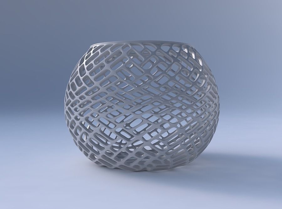 Bowl spheric with lattice tiles 3D print model_4
