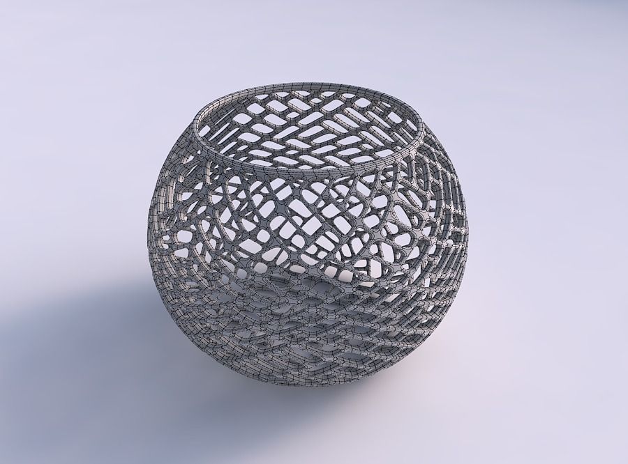 Bowl spheric with lattice tiles 3D print model_5