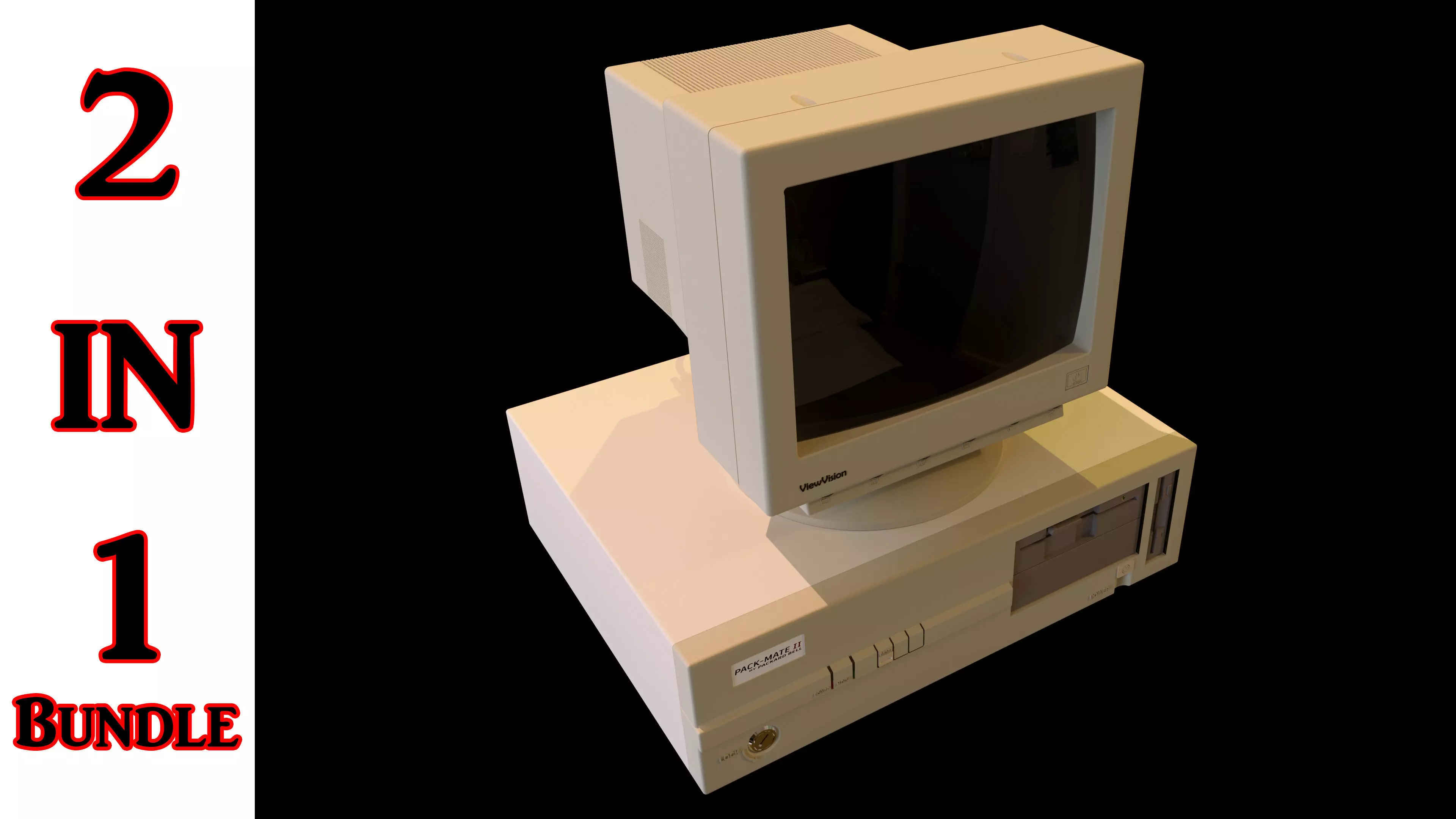Vintage PC 2 in 1 Bundle 3D model_0