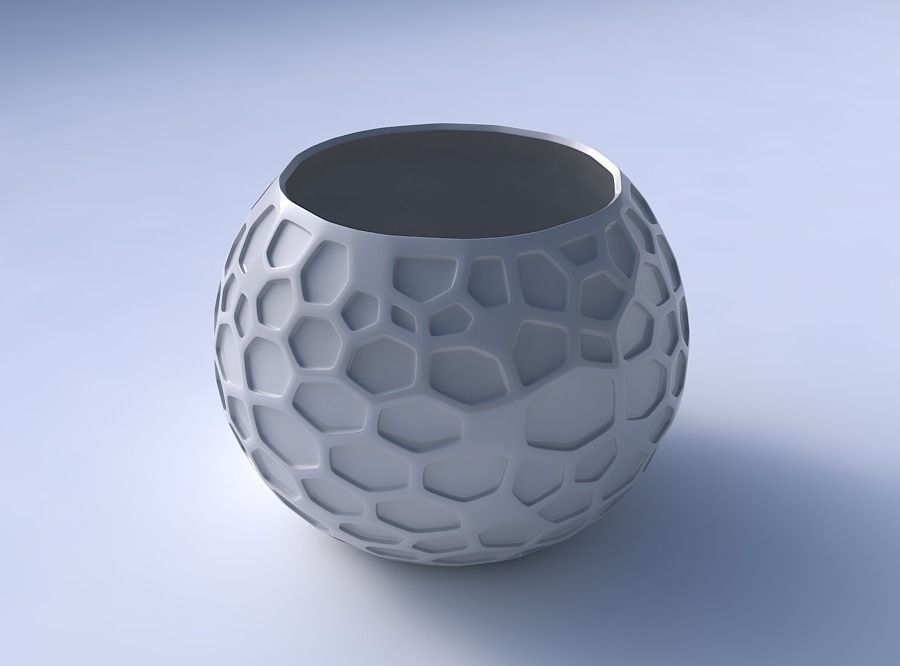 Bowl spheric with organic dents 3D print model_3