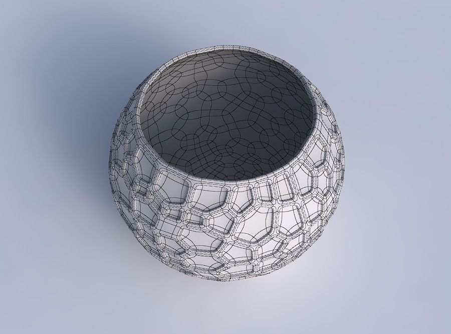 Bowl spheric with organic dents 3D print model_6