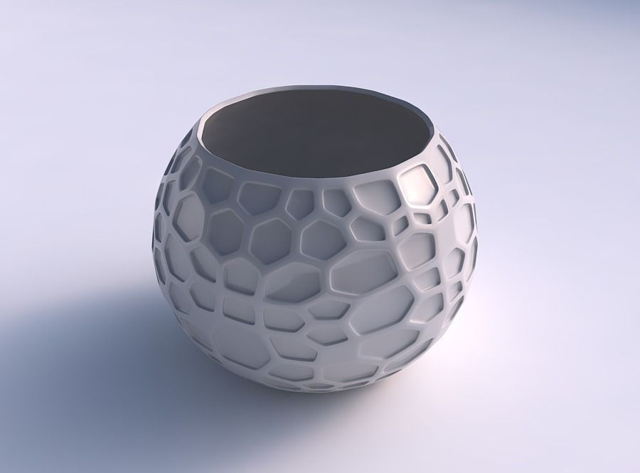 Bowl spheric with organic dents 3D print model_0