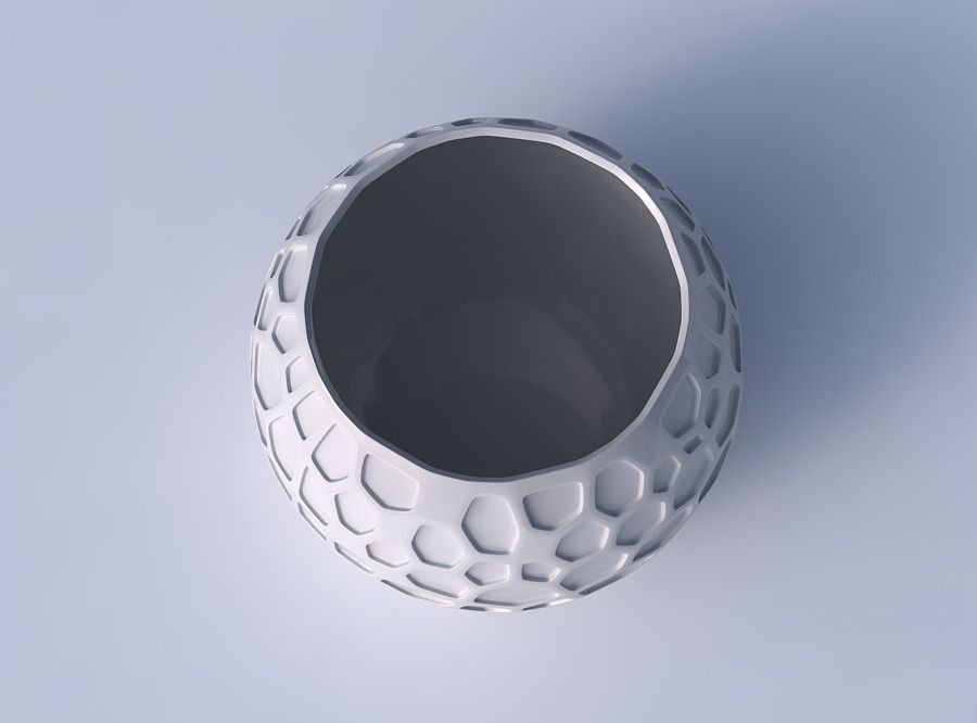 Bowl spheric with organic dents 3D print model_2