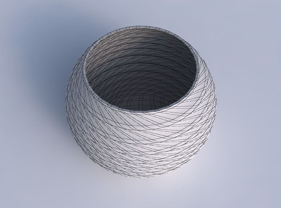 Bowl spheric with sections and twisted lines 3D print model_6