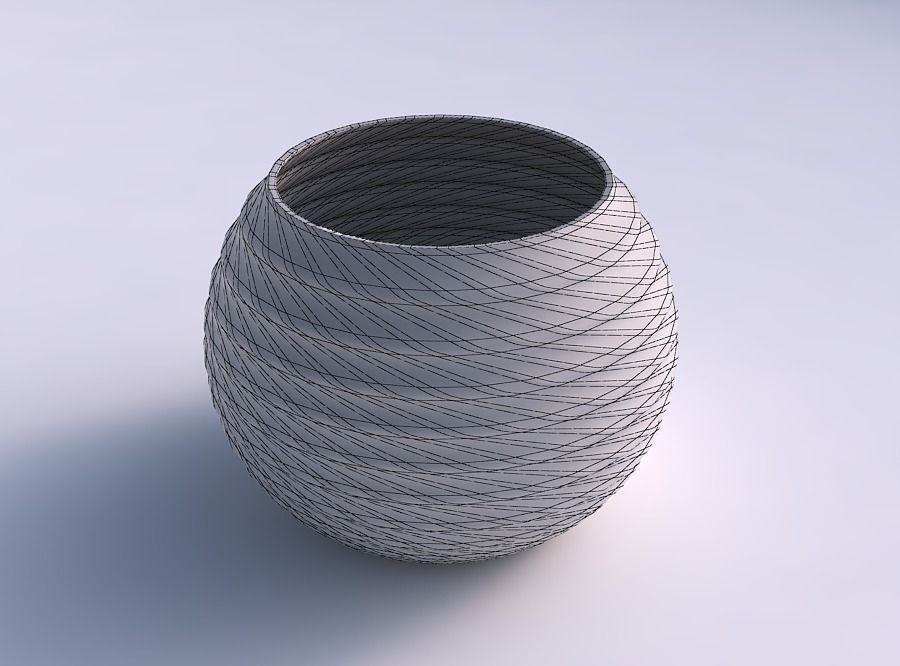 Bowl spheric with sections and twisted lines 3D print model_5