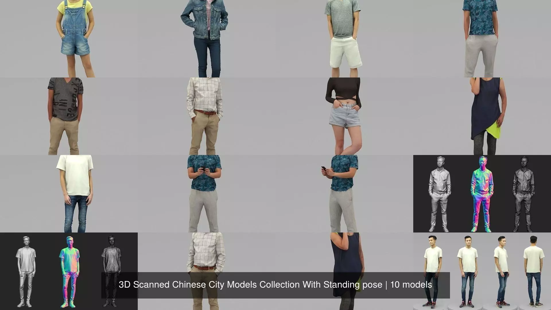 3D Scanned Chinese City Models Collection With Standing pose _0