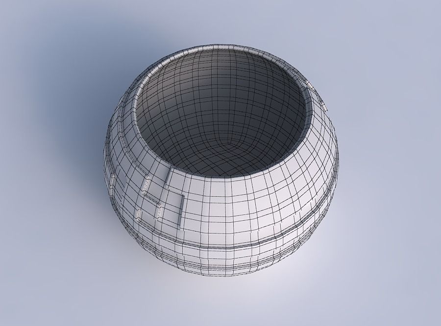 Bowl spheric with sharp ribbons 3D print model_6