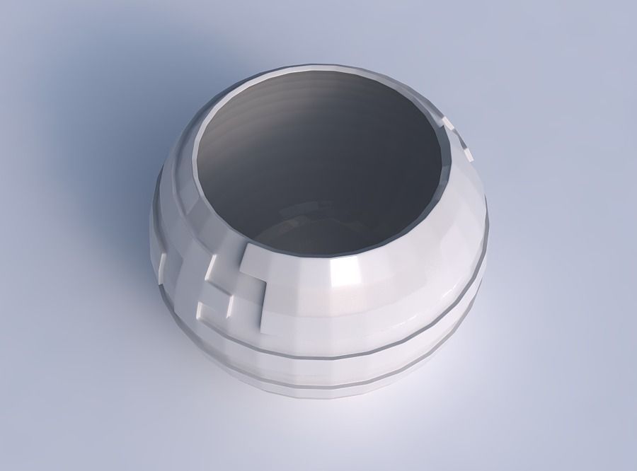 Bowl spheric with sharp ribbons 3D print model_1