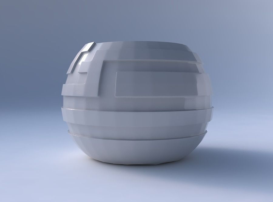 Bowl spheric with sharp ribbons 3D print model_4