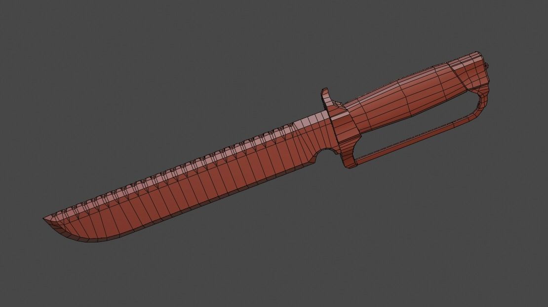 Tactical Combat Knife Low-poly 3D model_4