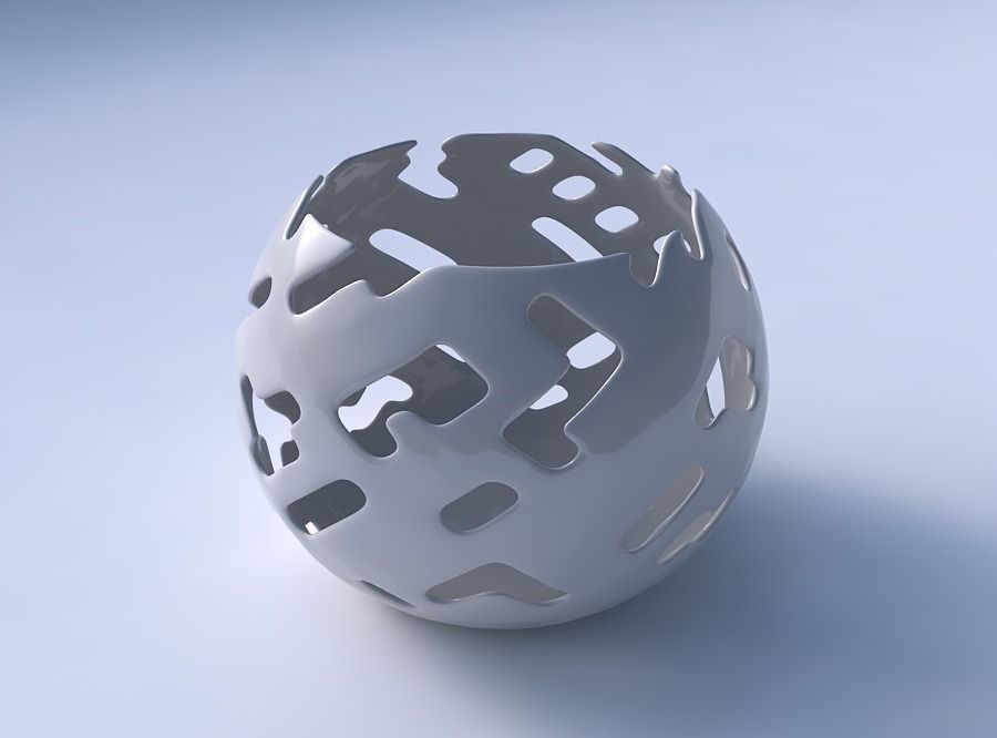 Bowl spheric with smooth cuts 3D print model_3