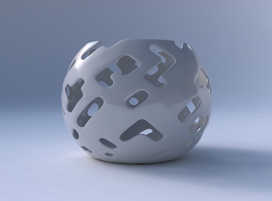 Bowl spheric with smooth cuts 3D print model_4