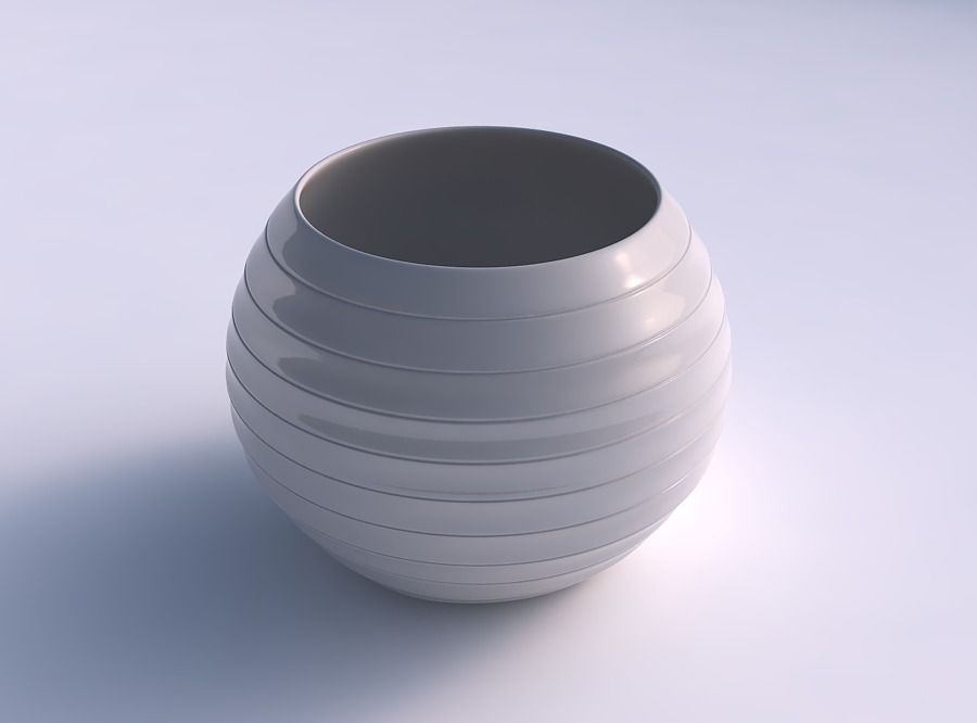 Bowl spheric with smooth horizontal dents 2 3D print model_0