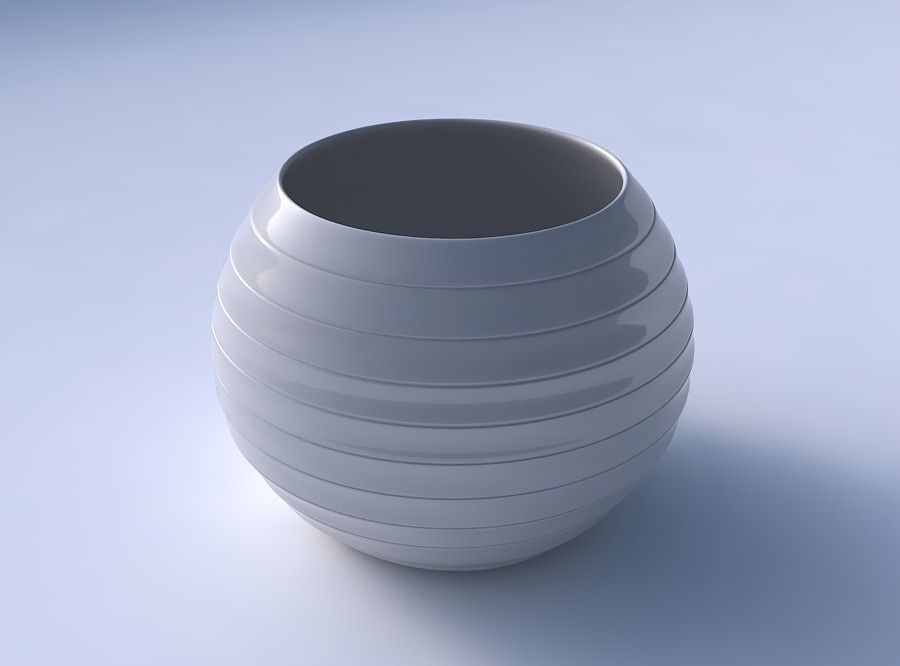 Bowl spheric with smooth horizontal dents 2 3D print model_3