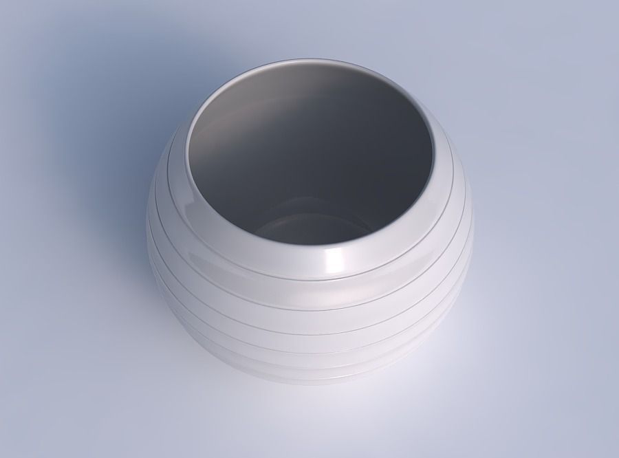 Bowl spheric with smooth horizontal dents 2 3D print model_1