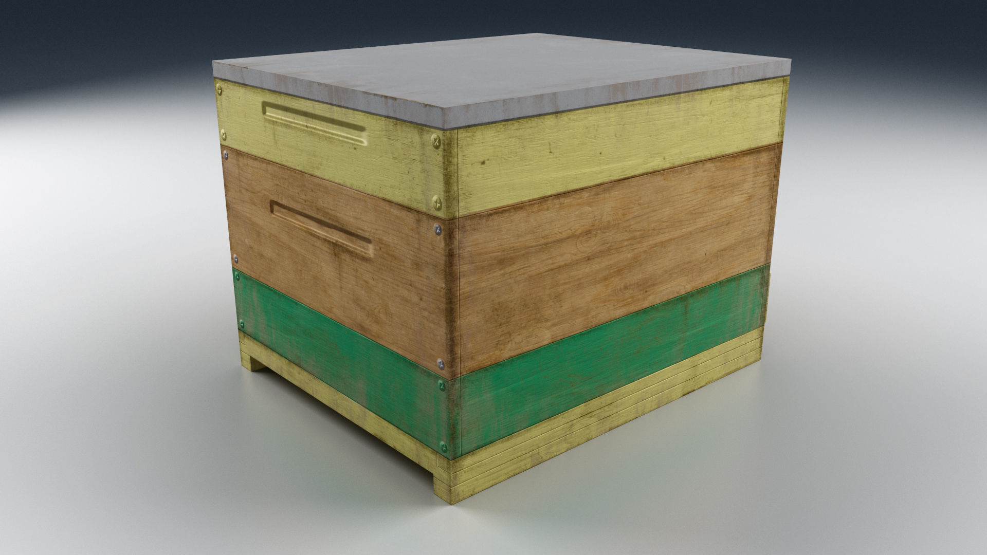 Old Wooden Box Low-poly 3D model_6