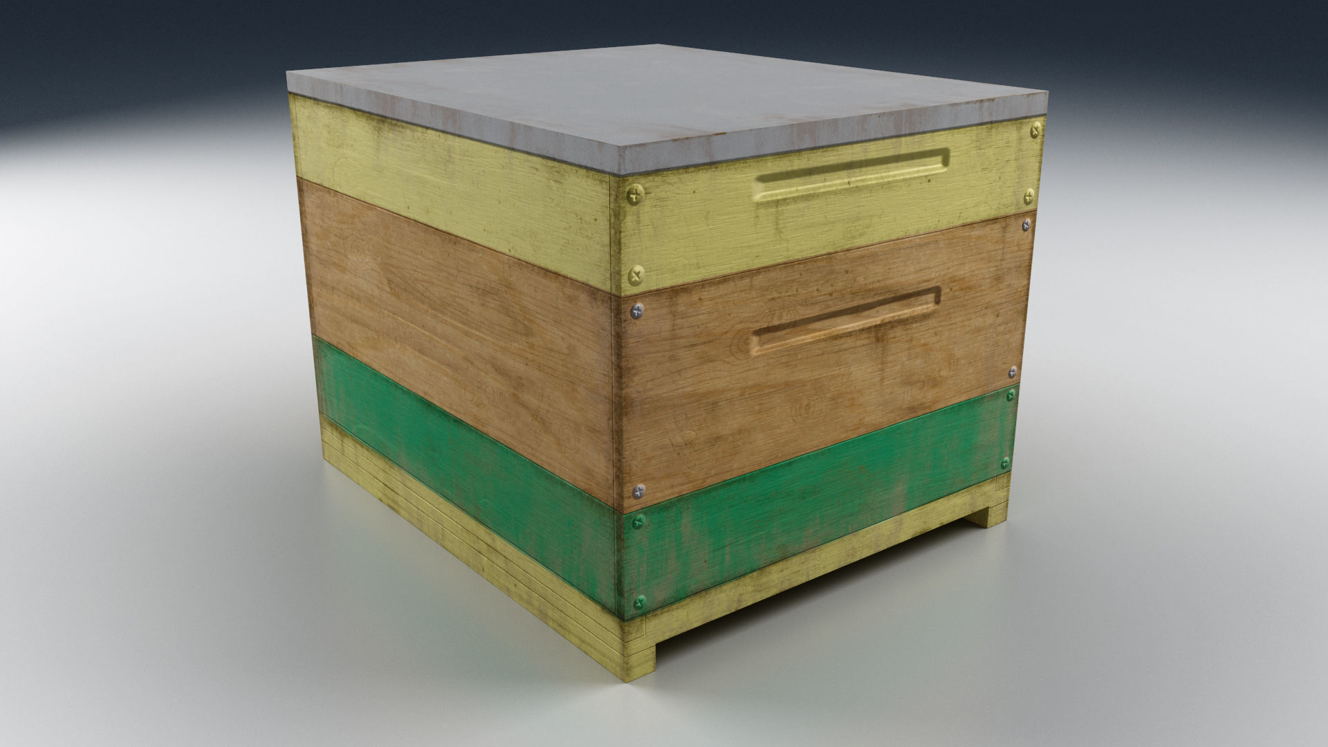 Old Wooden Box Low-poly 3D model_4