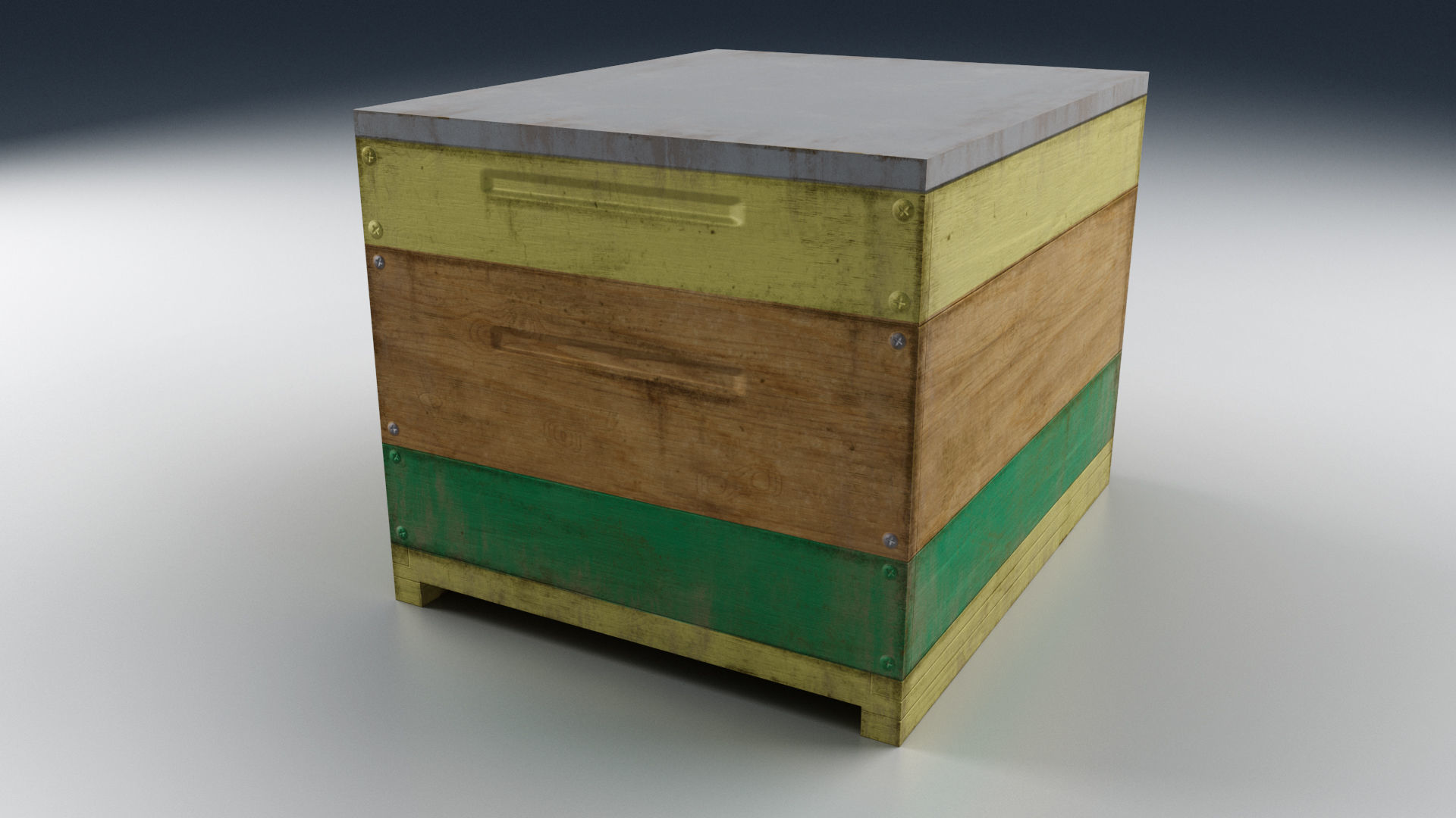 Old Wooden Box Low-poly 3D model_5