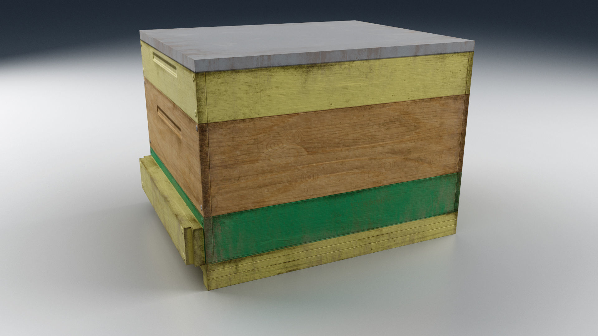 Old Wooden Box Low-poly 3D model_2