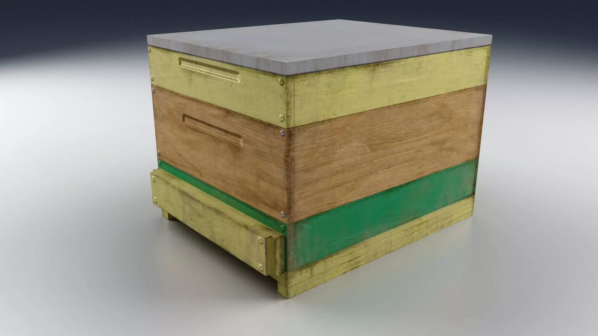 Old Wooden Box Low-poly 3D model_0