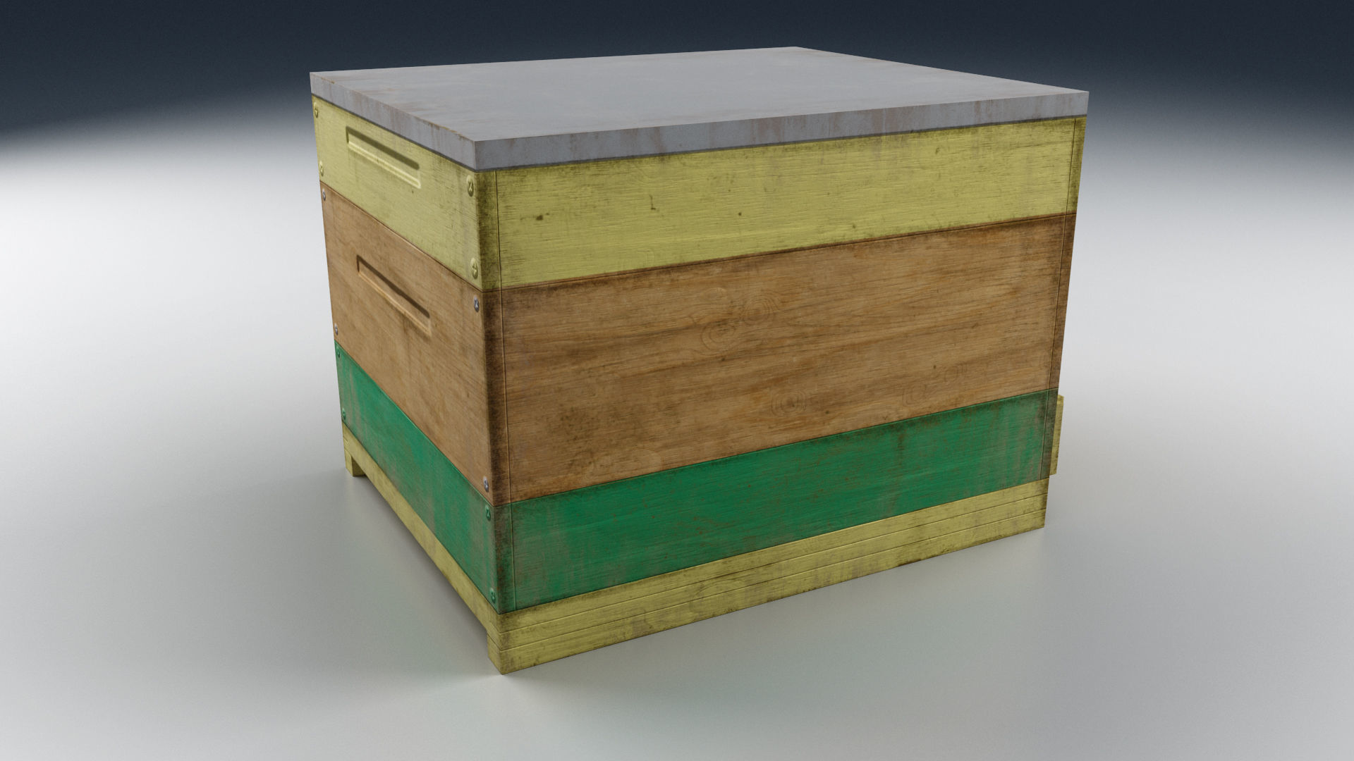 Old Wooden Box Low-poly 3D model_7