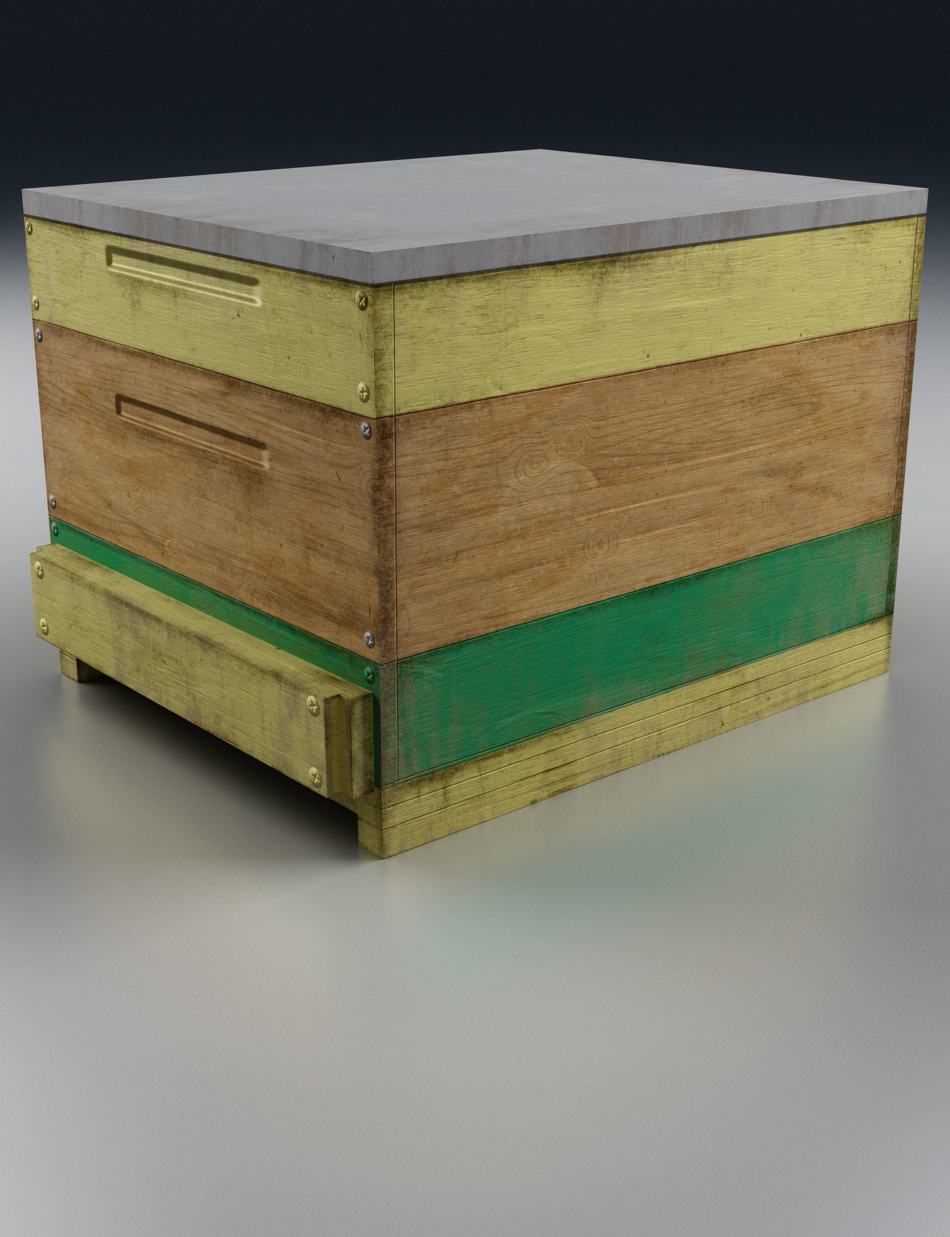 Old Wooden Box Low-poly 3D model_26