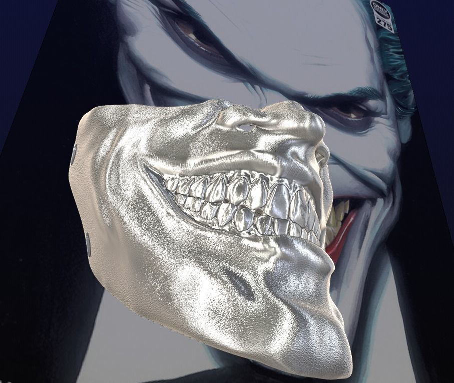 Joker Face mask The Bat who laughs grin fits over N95 mask 3D print model_9