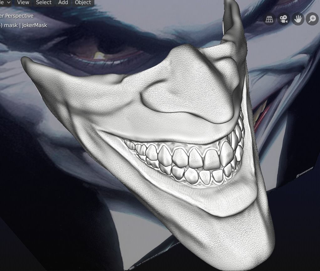 Joker Face mask The Bat who laughs grin fits over N95 mask 3D print model_21