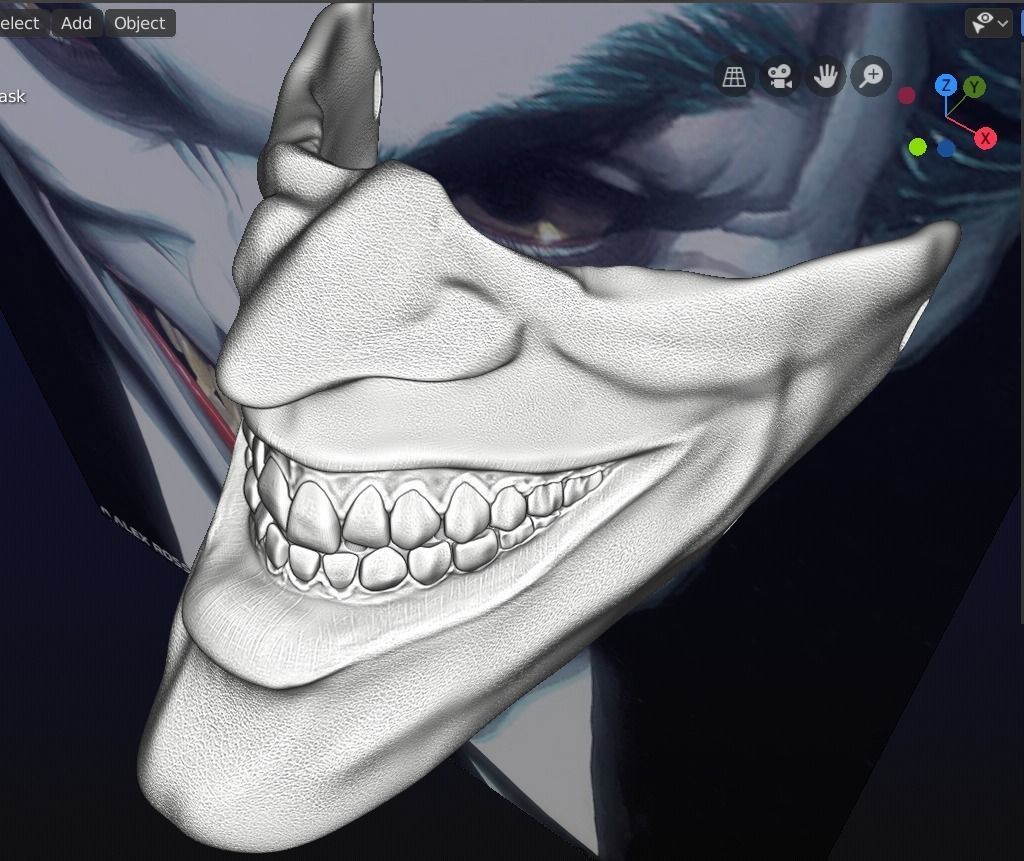 Joker Face mask The Bat who laughs grin fits over N95 mask 3D print model_22