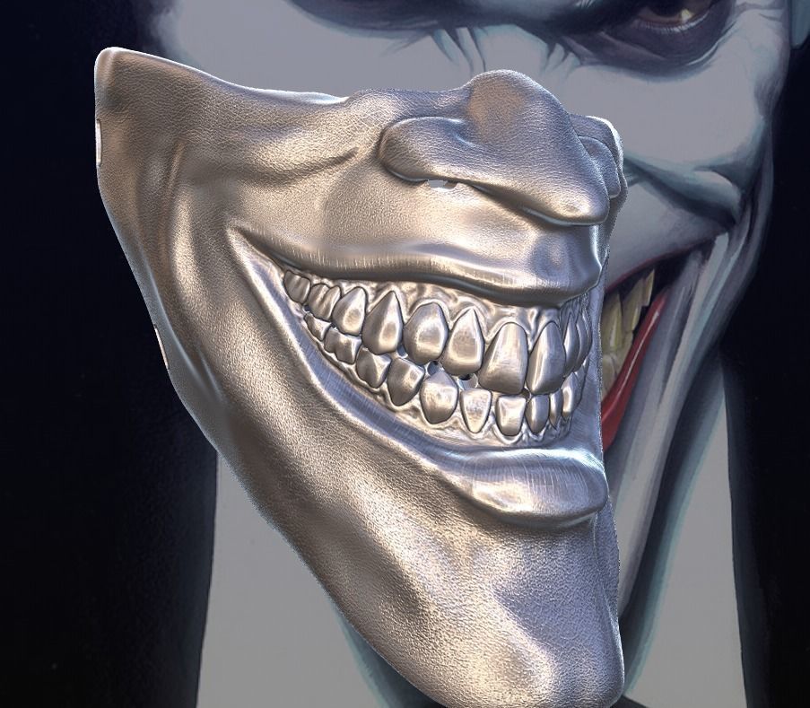 Joker Face mask The Bat who laughs grin fits over N95 mask 3D print model_6