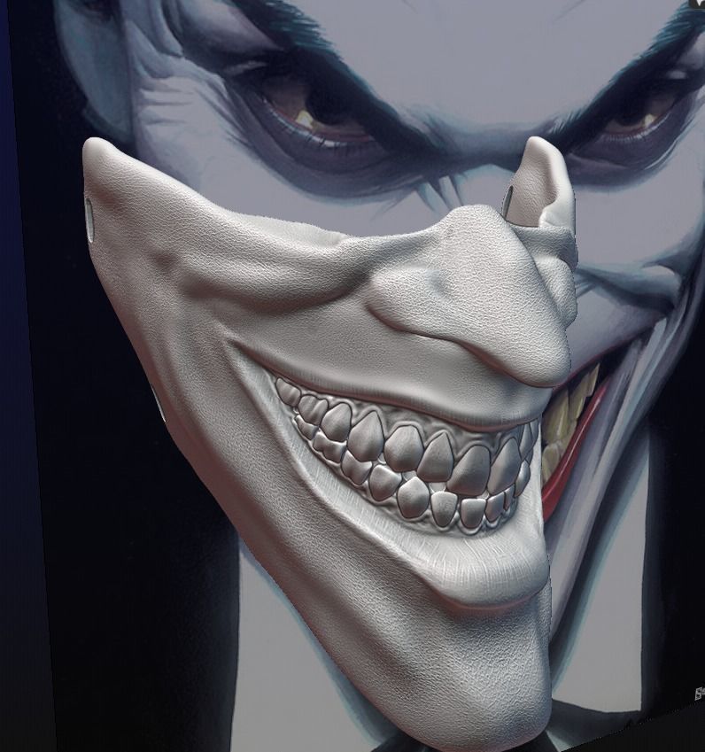 Joker Face mask The Bat who laughs grin fits over N95 mask 3D print model_13