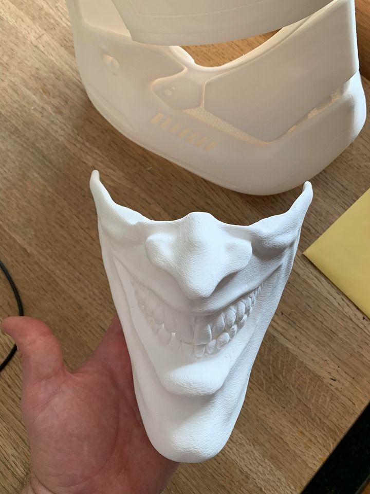 Joker Face mask The Bat who laughs grin fits over N95 mask 3D print model_11