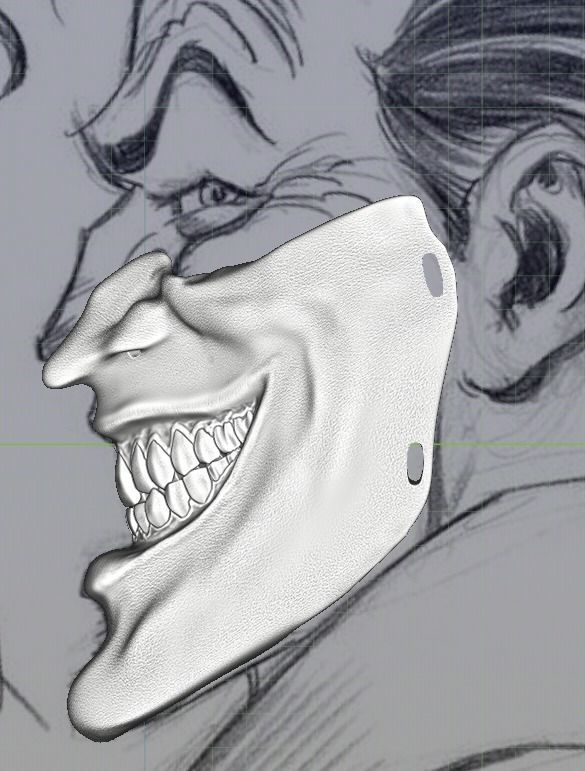 Joker Face mask The Bat who laughs grin fits over N95 mask 3D print model_18