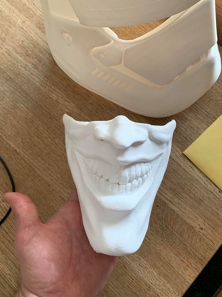 Joker Face mask The Bat who laughs grin fits over N95 mask 3D print model_12