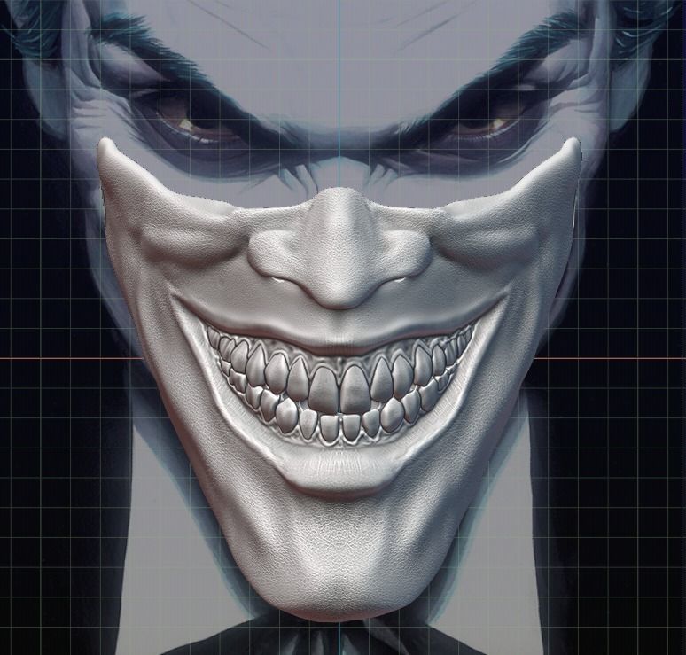 Joker Face mask The Bat who laughs grin fits over N95 mask 3D print model_17