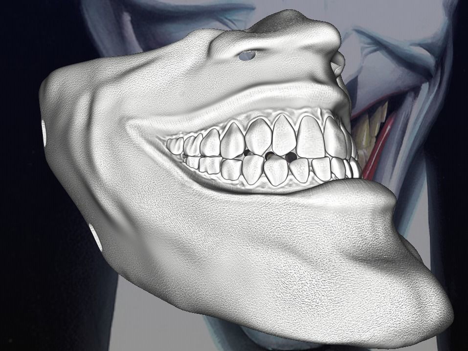 Joker Face mask The Bat who laughs grin fits over N95 mask 3D print model_20