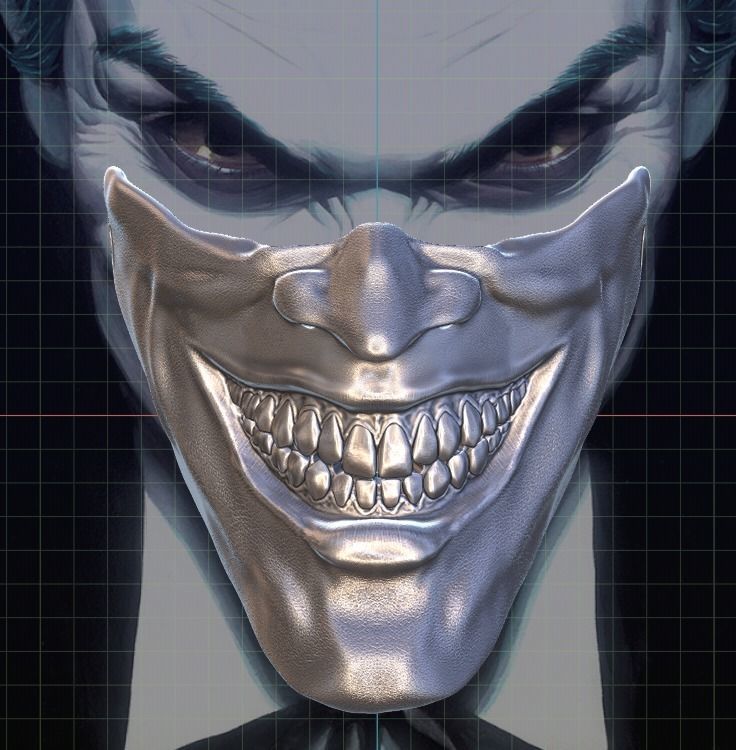 Joker Face mask The Bat who laughs grin fits over N95 mask 3D print model_2