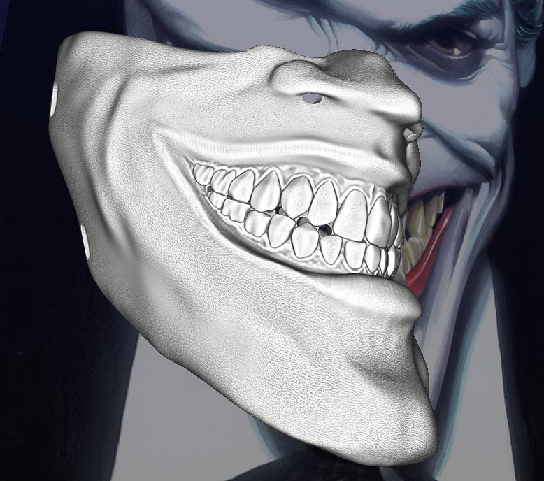 Joker Face mask The Bat who laughs grin fits over N95 mask 3D print model_19