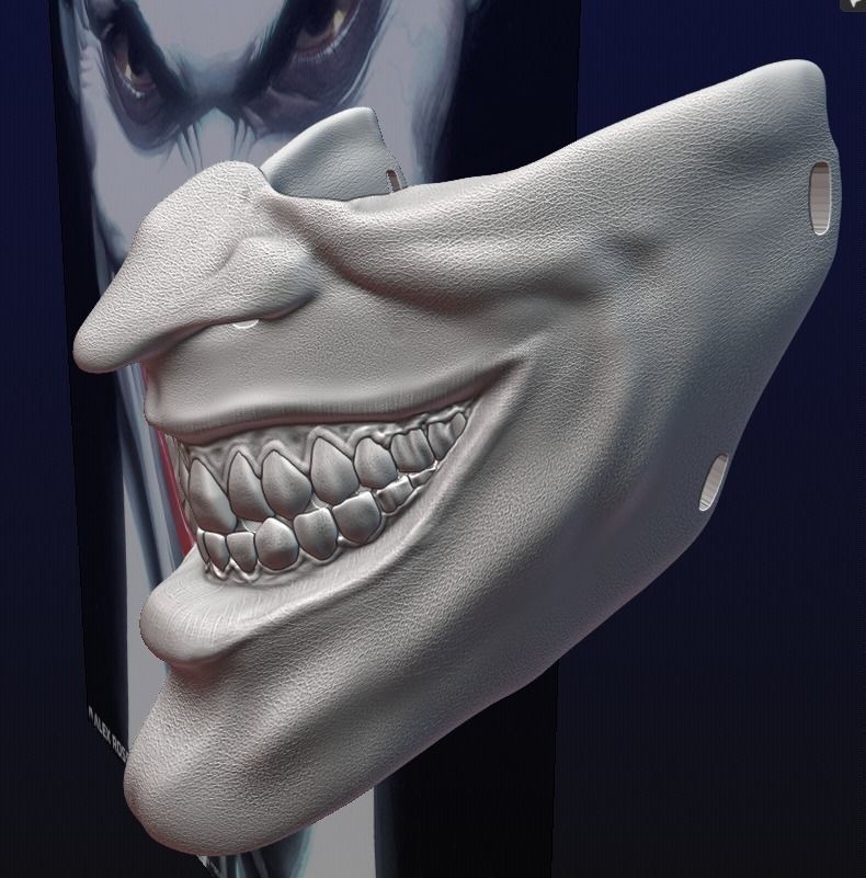 Joker Face mask The Bat who laughs grin fits over N95 mask 3D print model_16