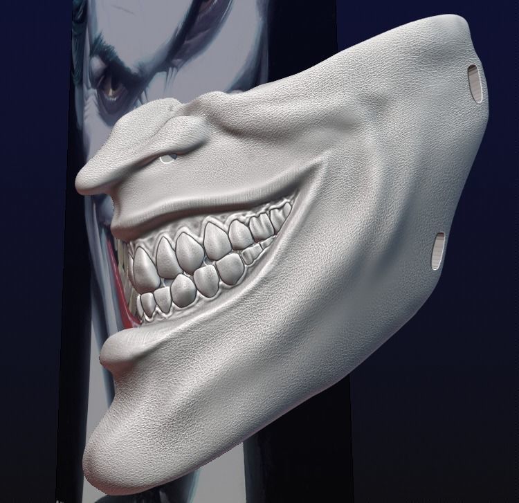 Joker Face mask The Bat who laughs grin fits over N95 mask 3D print model_1