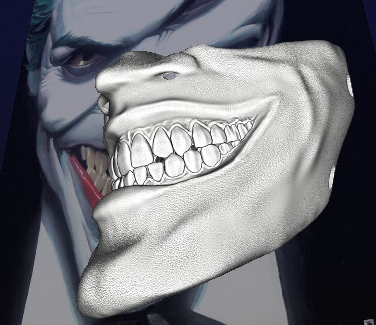 Joker Face mask The Bat who laughs grin fits over N95 mask 3D print model_3