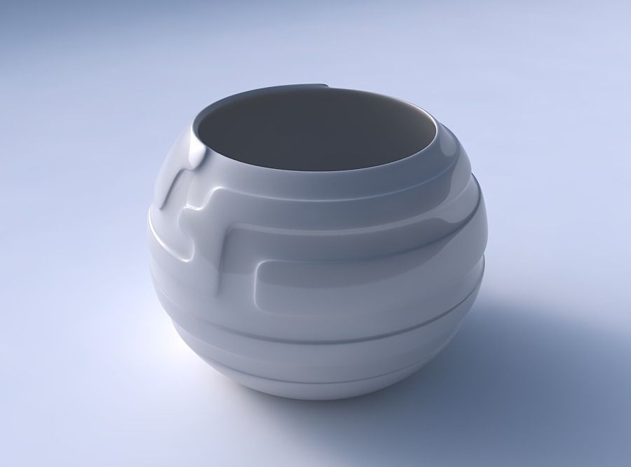 Bowl spheric with smooth ribbons 3D print model_3