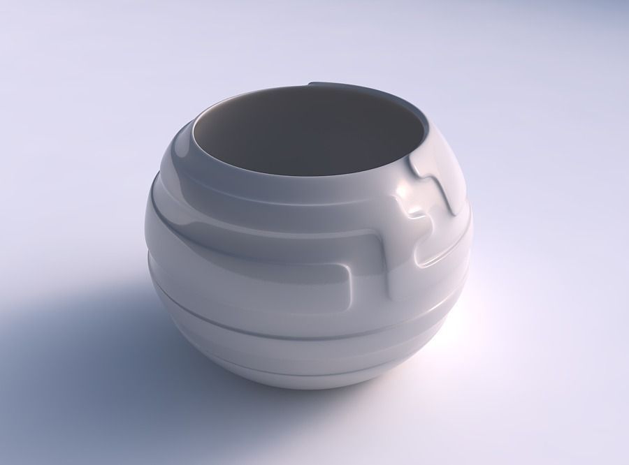Bowl spheric with smooth ribbons 3D print model_0