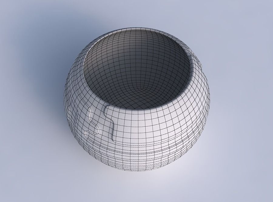 Bowl spheric with smooth ribbons 3D print model_6