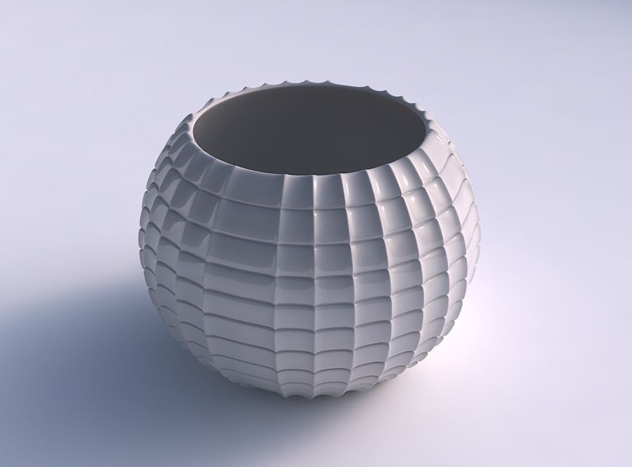 Bowl spheric with strange tiles 3D print model_0