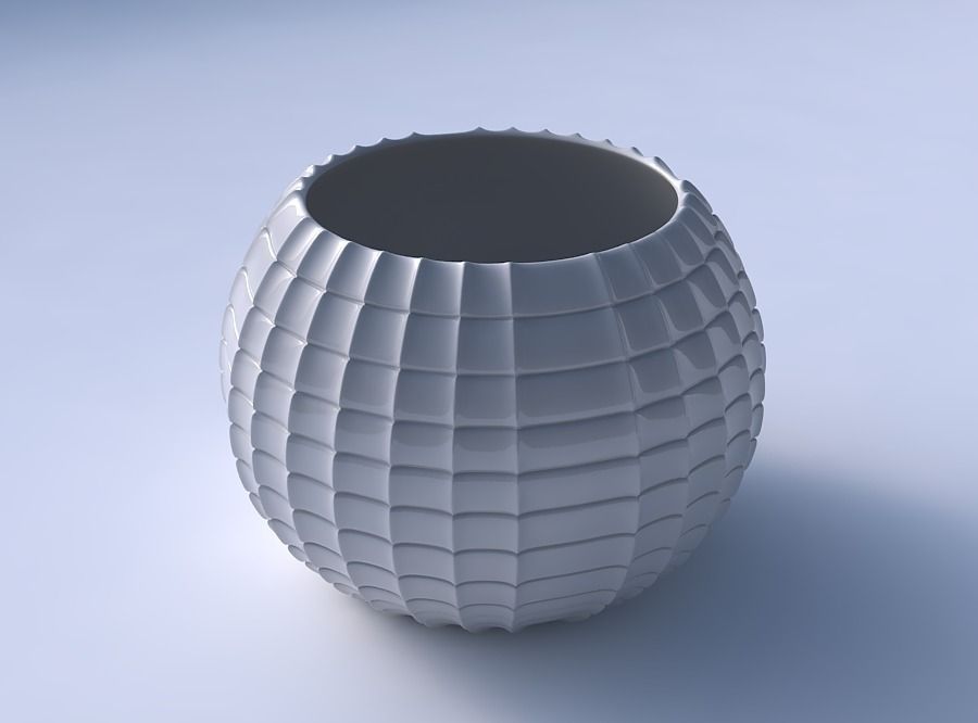 Bowl spheric with strange tiles 3D print model_3