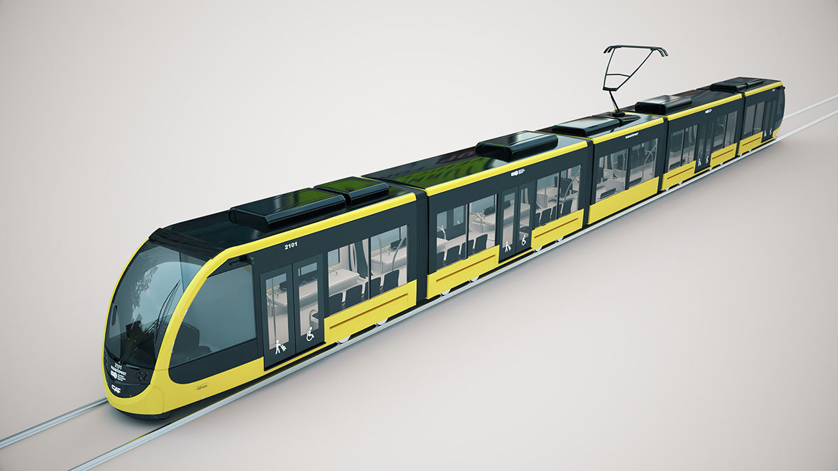 CAF Urbos tram 4k texture PBR ready Low-poly 3D model_7