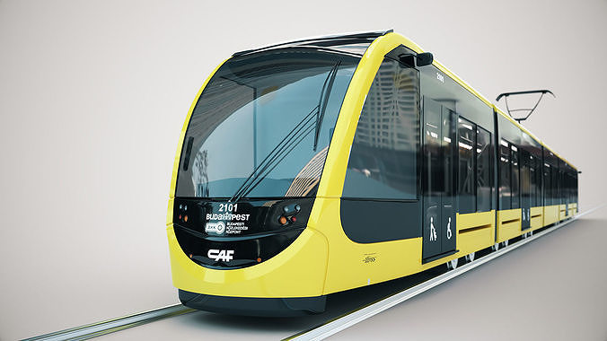 CAF Urbos tram 4k texture PBR ready Low-poly 3D model