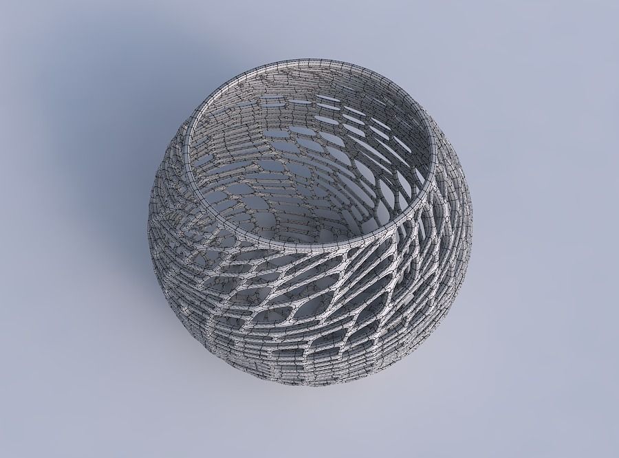 Bowl spheric with twisted lattice tiles 3D print model_6